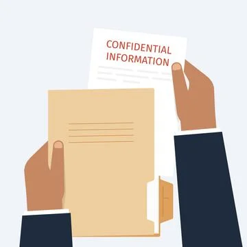 Hands Holding Confidential Information Document Manila Folder Concept Stock Illustration