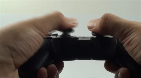 Hands Holding Controller Extreme Close Up Isolated On White, Gaming, Joy, Fun Stock Footage 41847128