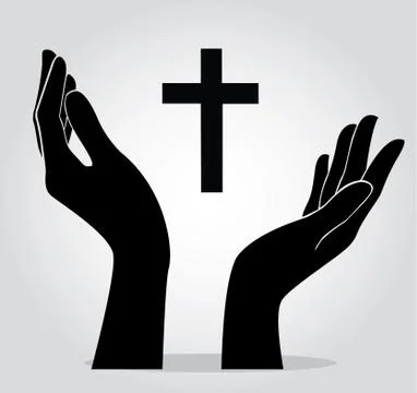 Hands holding the cross Stock Illustration