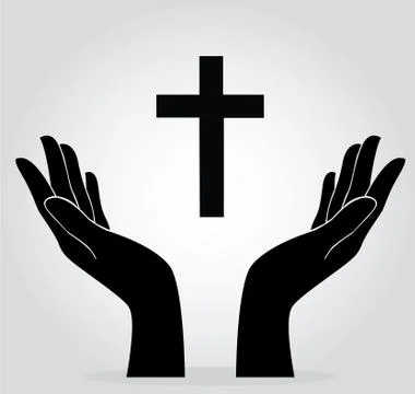 Hands holding the cross Illustrazione stock