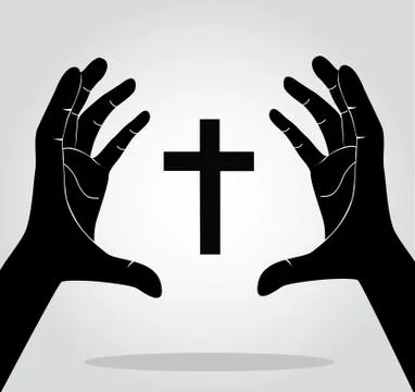 Hands holding the cross Stock Illustration