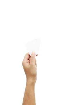 Hands holding crumpled paper note Stock Photos