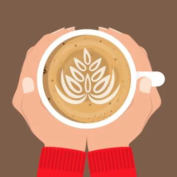 Hands holding a cup of coffee. Two hands grasping a cup of coffee. Vector ill Stock Illustration
