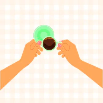 Hands holding a cup Stock Illustration