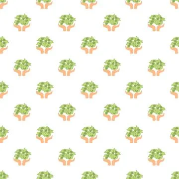 Hands holding currency notes repeating seamless pattern Illustrazione stock