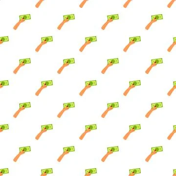 Hands holding currency notes repeating seamless pattern Illustrazione stock