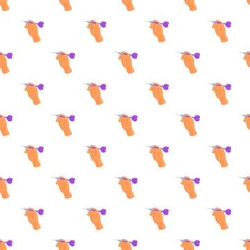 Hands holding darts seamless pattern on white background Illustrazione stock