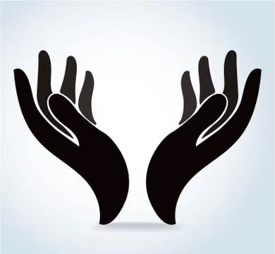 Hands holding design vector, hands pray logo Stock Illustration
