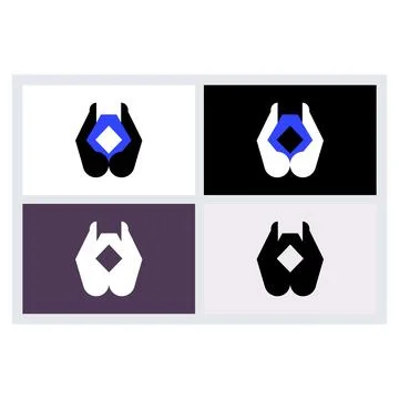 Hands Holding Diamond Abstract Logo Set Stock Illustration