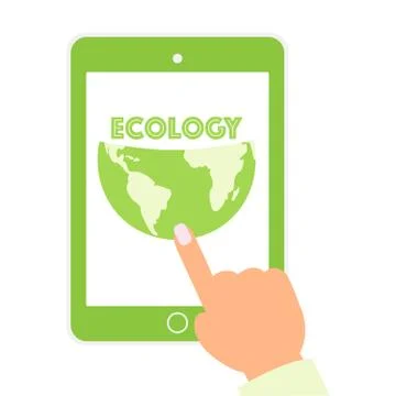 Hands holding digital tablet computer with zero waste concept on screen Stock Illustration