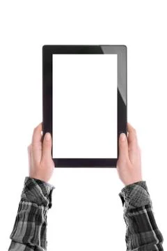 Hands holding digital tablet computer Stock Photos