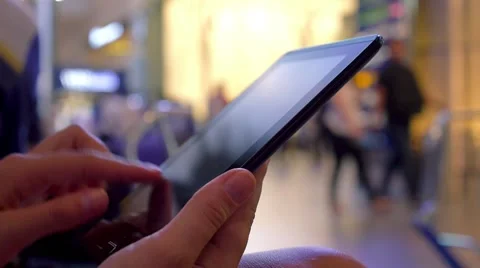 Hands Holding Digital Tablet Video stock 53417088