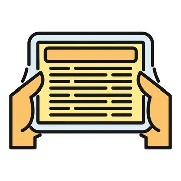 Hands holding digital tablet reading e book online Stock Illustration