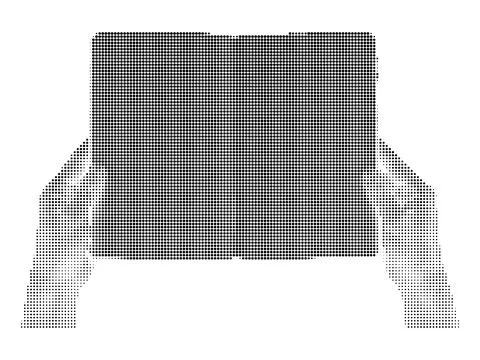 Hands holding digital tablet screen depicted in monochrome halftone dot pat.. Stock Illustration