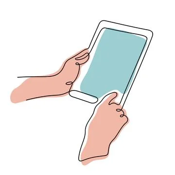 Hands holding digital tablet vector illustration Stock Illustration