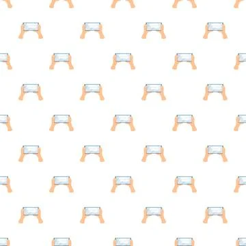 Hands holding digital tablets seamless repeating pattern イラスト素材