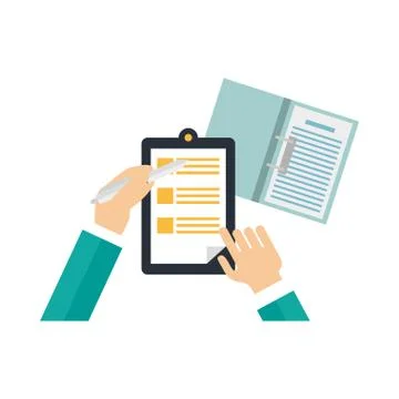 Hands holding document vector design Stock Illustration