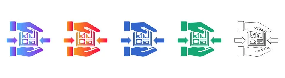 Hands Holding Documents Icon Set Illustrazione stock