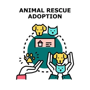 Hands holding dog cat pets adoption concept Stock Illustration