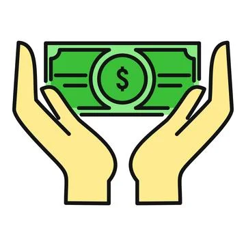 Hands holding dollar bill representing financial growth and saving Stock Illustration