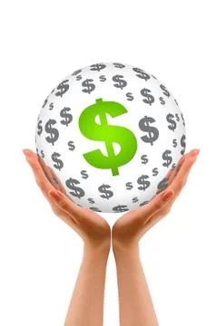Hands holding a dollar sphere Stock Illustration
