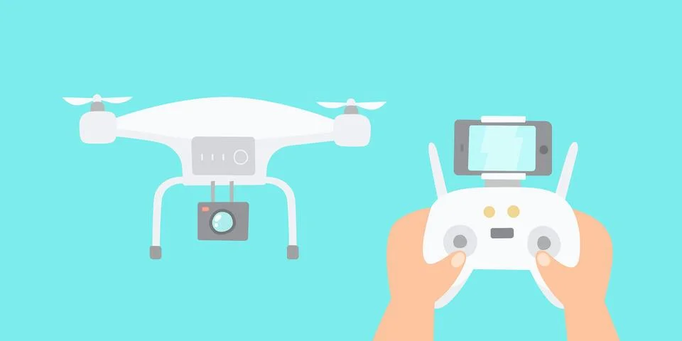 Hands holding drones controller. Stock Illustration