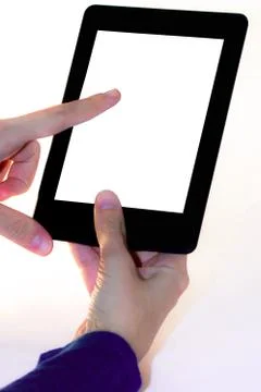 Hands holding an E-reader Foto stock