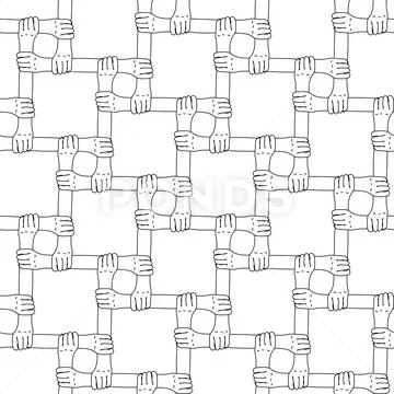 Hands holding each other's wrists in a seamless pattern Stock Illustration
