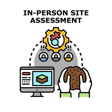 Hands holding earth, assessing site data concept Stock Illustration