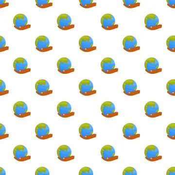 Hands holding earth globe repeating seamless pattern Stockillustratie