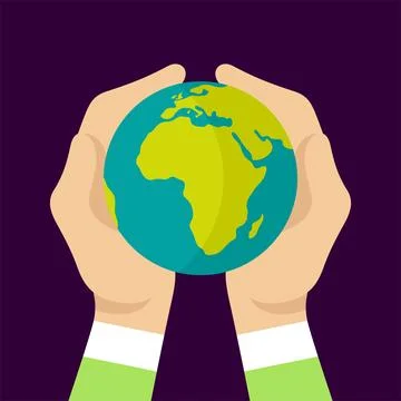 Hands holding the Earth planet. Environment conservation vector illustration. Ilustración de archivo