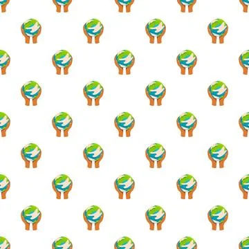 Hands holding earth repeating pattern for environment protection Stock Illustration