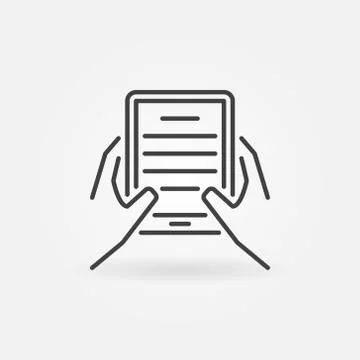 Hands holding ebook reader icon Illustrazione stock