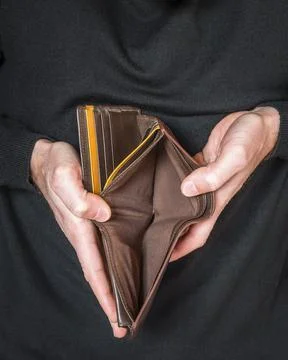 Hands holding an empty wallet Stock Photos