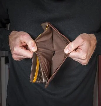 Hands holding an empty wallet Stock Photos