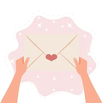 Hands holding envelope with letter Illustrazione stock