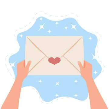Hands holding envelope with letter Stock Illustration