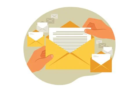 Hands holding envelope. Mail message. Paper letter. Vector illustration. Flat Stock Illustration