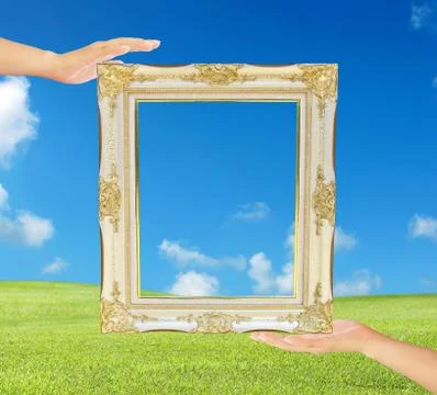 Hands holding frame Foto stock