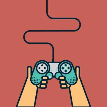 Hands Holding Game Controller Stock Illustration