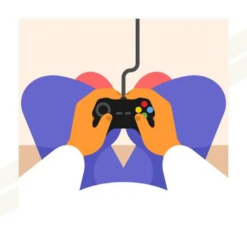 Hands-holding-a-game-controller Stock Illustration