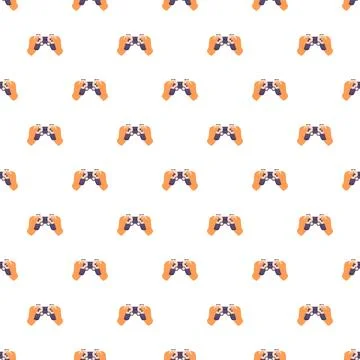 Hands holding game controller repeating seamless pattern Stock Illustration