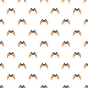 Hands holding game controller seamless pattern Illustrazione stock