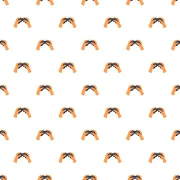 Hands holding game controllers pattern over white background Stock Illustration
