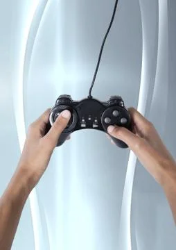 Hands holding gaming controller Stock Photos