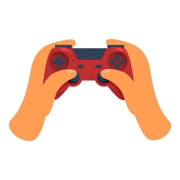 Hands holding gaming controller playing video game Stock Illustration