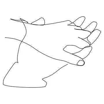 Hands holding gesture. Single continuous line hand gesture graphic icon. Simp Stock Illustration