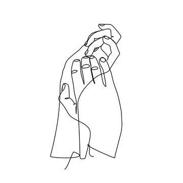 Hands holding gesture. Single continuous line hand gesture graphic icon. Simp 스톡 일러스트