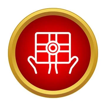 Hands holding gift box offering donation icon Stock Illustration