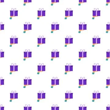 Hands holding gift boxes pattern white background 스톡 일러스트